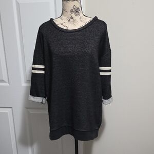 Maison Scotch by Scotch & Soda Striped Sleeve Jersey Knit Sweatshirt Sz 1/2 Sm M